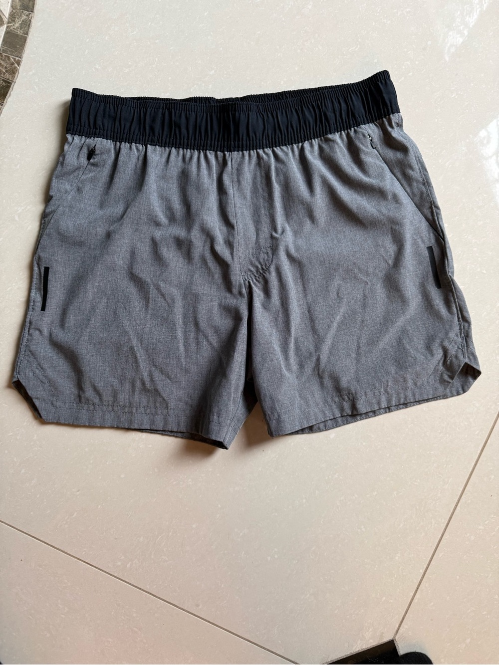Men's Athletic Shorts in Gray with Black Waistband